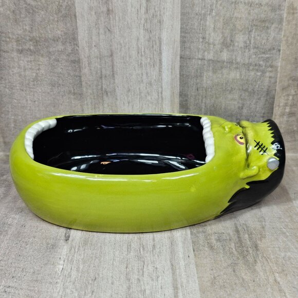 Dept 56 Frankenstein Candy Dish Halloween Green Black Monster Department - Picture 5 of 12